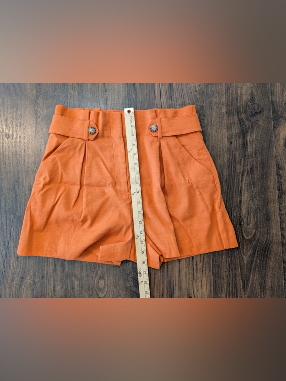 Veronica Beard Franzi Linen Blend Pleated Shorts Orange Size 6 - Picture 11 of 12